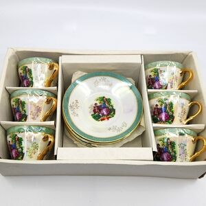 Imperial Japan Design Six Piece Petite Cups and Saucers
